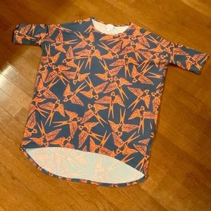 BOGO - LulaRoe Irma - Blue with Orange Bird Print